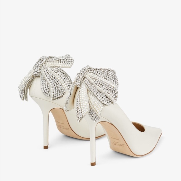 Jimmy Choo Shoes - New Jimmy Choo White Love 100 Nappa Leather Pumps With Pearl And Crystal